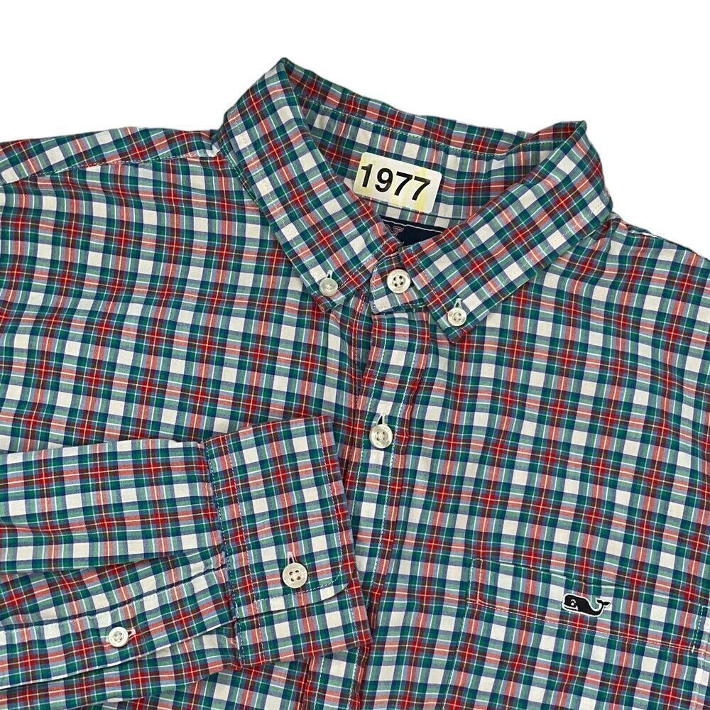 Vineyard Vines Mens size Large Slim Fit Tucker Shirt Long Sleeve‎ Blue Red Green